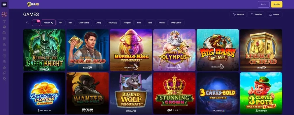 Browse popular casino slots.