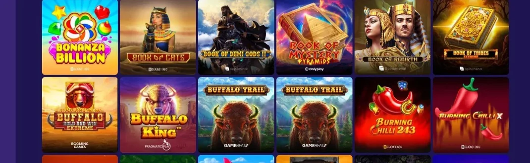 Browse diverse slot games.